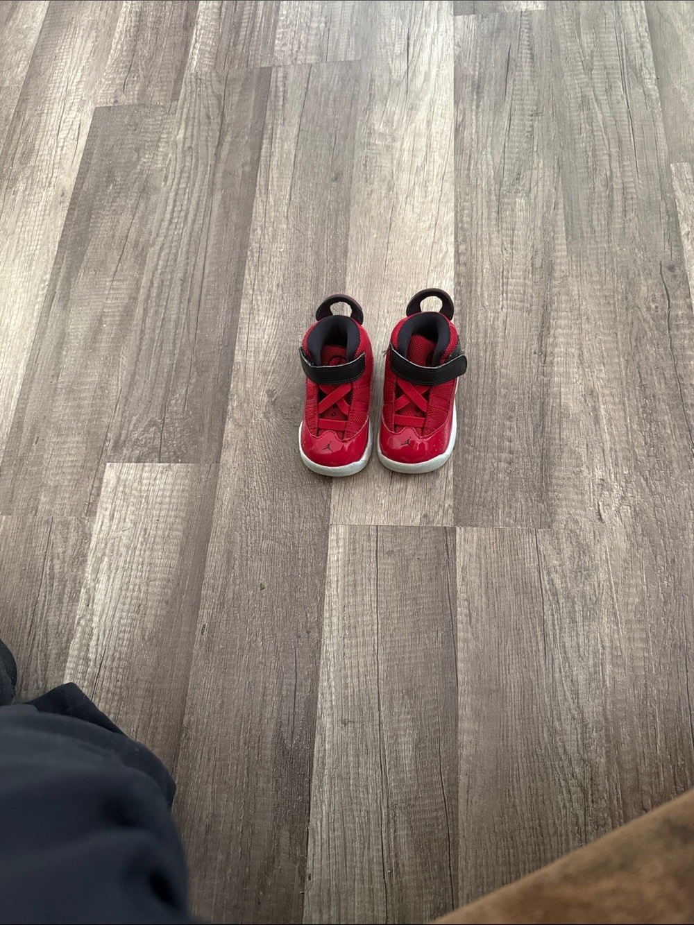 Jordan Kids Red and Black Velcro Sneakers